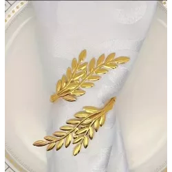 Rond de serviette feuillage doré