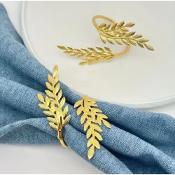 Rond de serviette feuillage doré