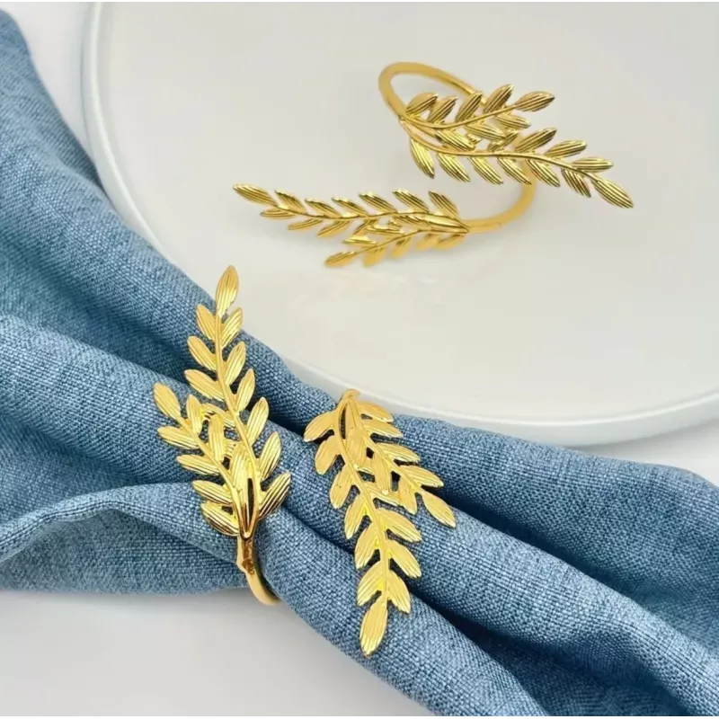 Rond de serviette feuillage doré