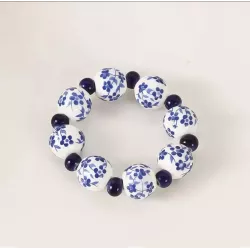 Rond de serviette porcelaine bleu