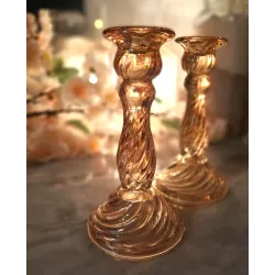 Bougeoir Astrid Verre Ambre