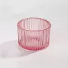 Bougeoir verre strié rose