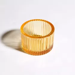 Bougeoir verre strié orangé