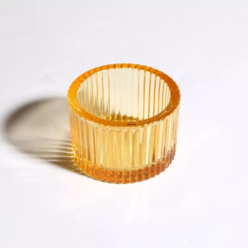 Bougeoir verre strié orangé