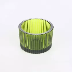 Bougeoir verre strié vert