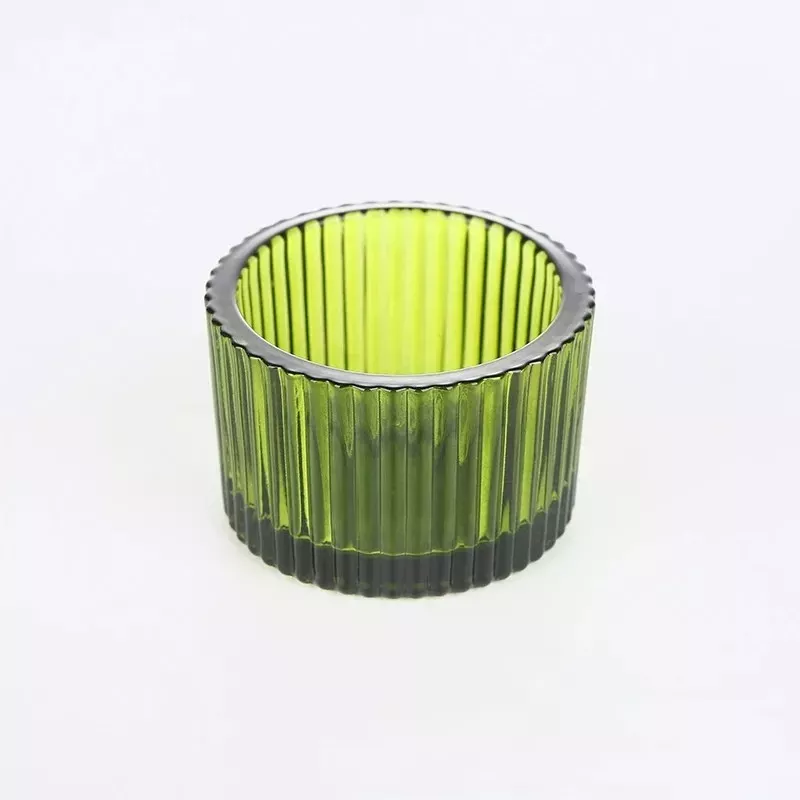 Bougeoir verre strié vert