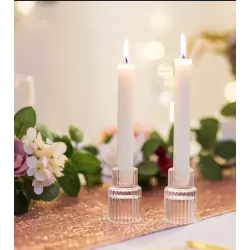 Bougeoir strié transparent