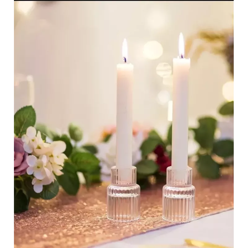 Bougeoir strié transparent