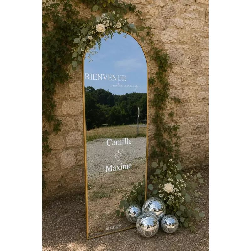 Location miroir psyché doré pour plan de table ou panneau de bienvenue