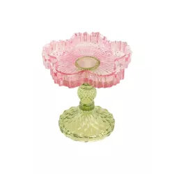 Bougeoir fleurs en verre