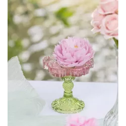 Bougeoir fleurs en verre