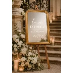 Location grand miroir doré pour plan de table ou panneau de bienvenue