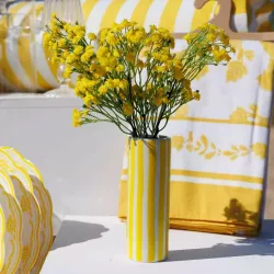 Vase Délia Céramique Jaune et Blanc