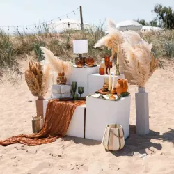 Chemin de table cheesecloth camel