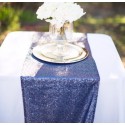 Chemin de table sequin bleu marine