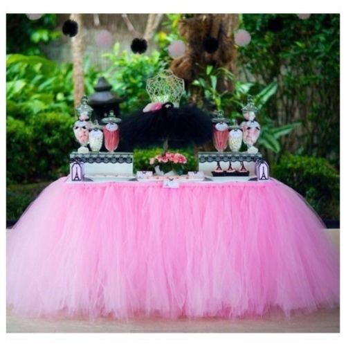 Jupe de table en tulle rose