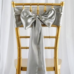 Noeud de chaise mariage satin gris