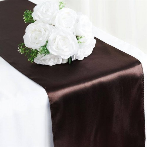 Chemin de table satin chocolat